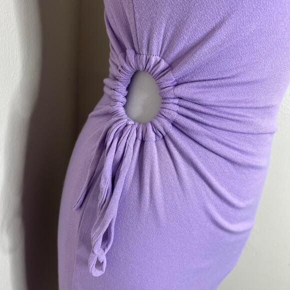 Sincerely Jules Bodycon Dress SMALL Purple Cutout Knee Length High Neck Party - Picture 5 of 6